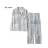 White and grey check shirt&pants pajama set