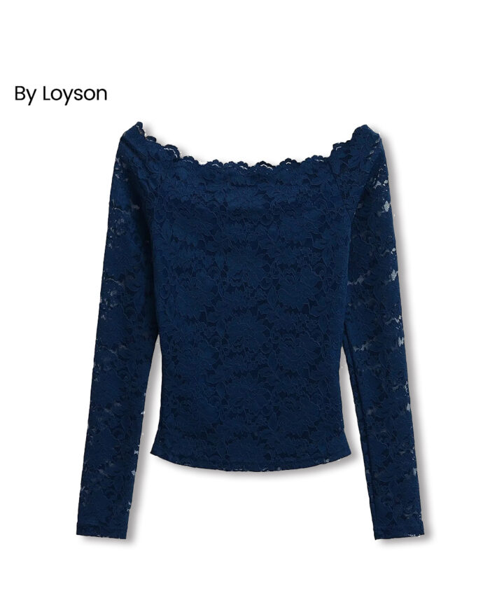 Off shoulder long sleeve lace slim fit top