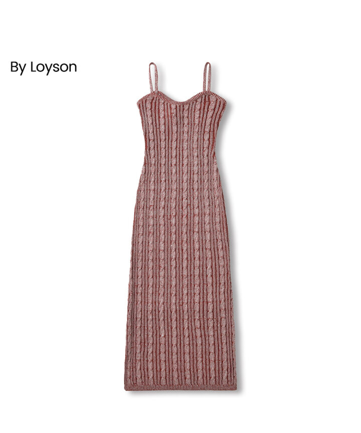 Sparkle knitting rib slip maxi dress with fixed straps