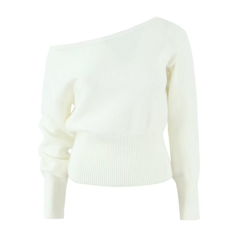 One shoulder long sleeve knit top  #C007