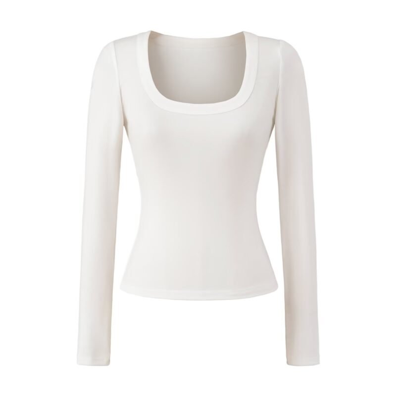 Lyocell long sleeve scoop neck basic top  #C013