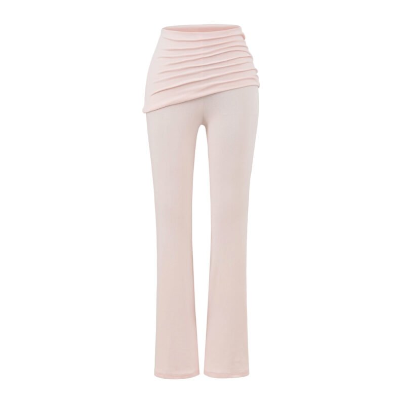 Asymmetrical ruched waist flare pants  #C006