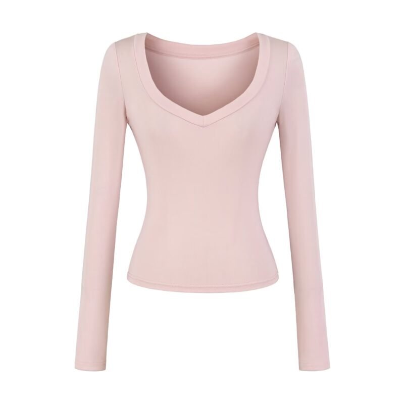 Lyocell long sleeve V neck basic top  #C015