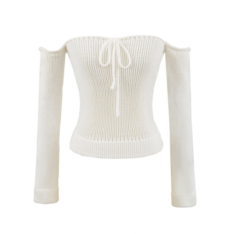 Knit off shoulder long sleeve top  #C017