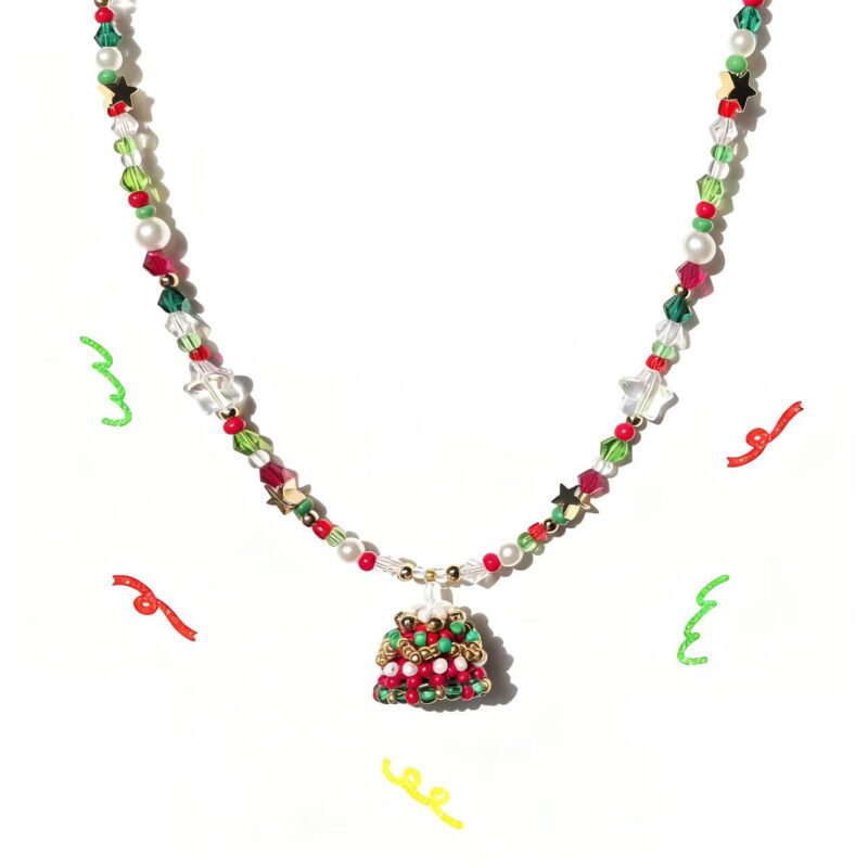 Christmas Cake Handmade Beaded necklace  #A002
