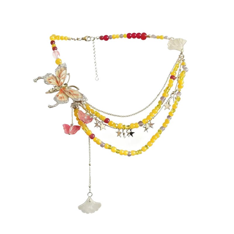 Vintage Dream Butterfly Beaded necklace  #A005