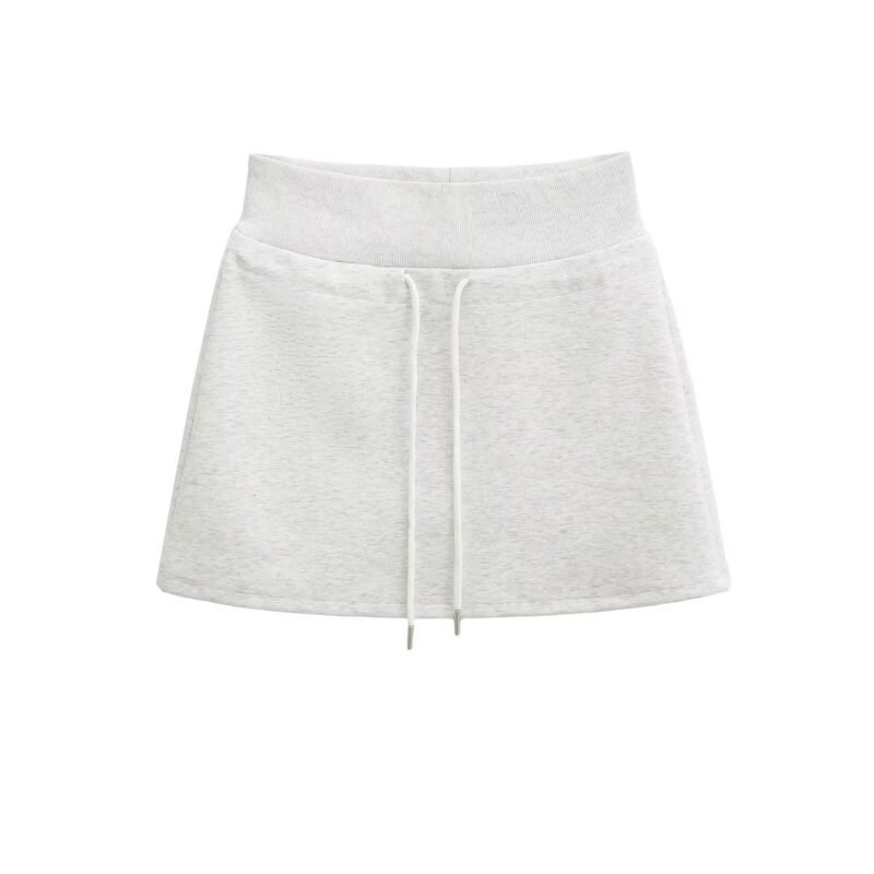 A-line drawstring mini skirt with built-in shorts  #C022