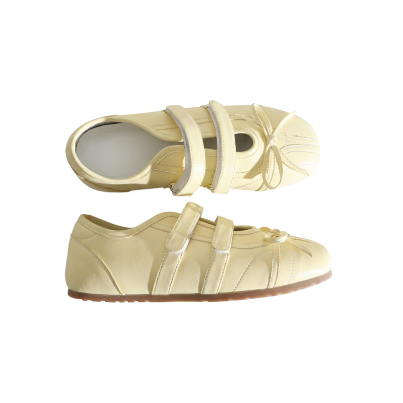 Ballet flats sneakers with velcro straps and bow  #S009