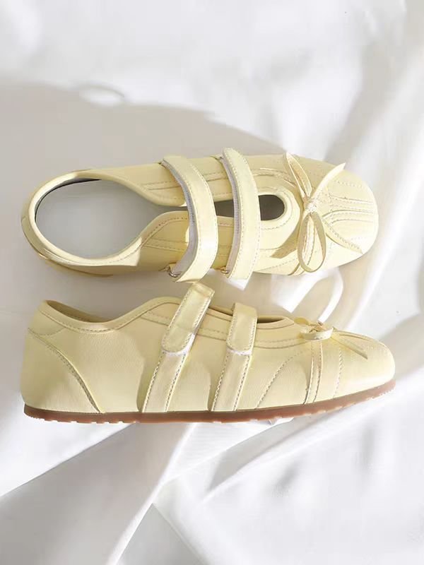 Ballet flats with velcro straps and bow  #S009