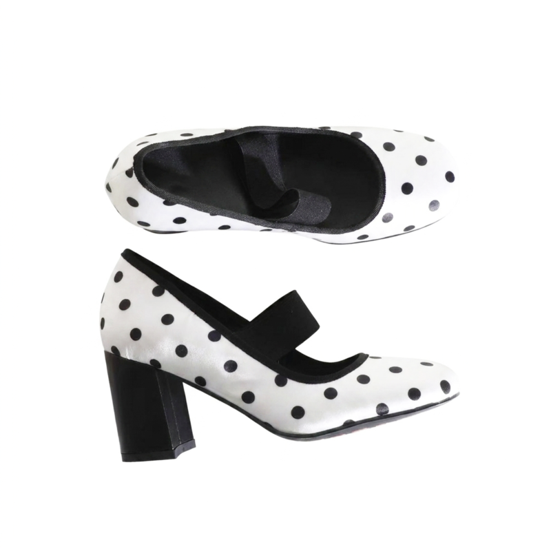 Polka dots Mary Jane chunky heeled  #S023