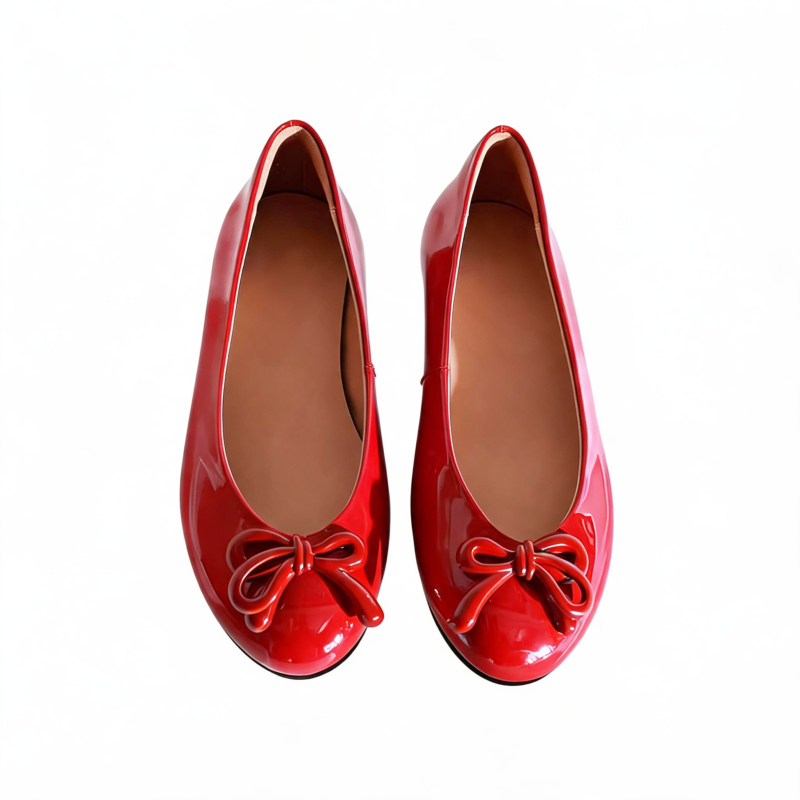 Patent leather flats with bowtie  #S022