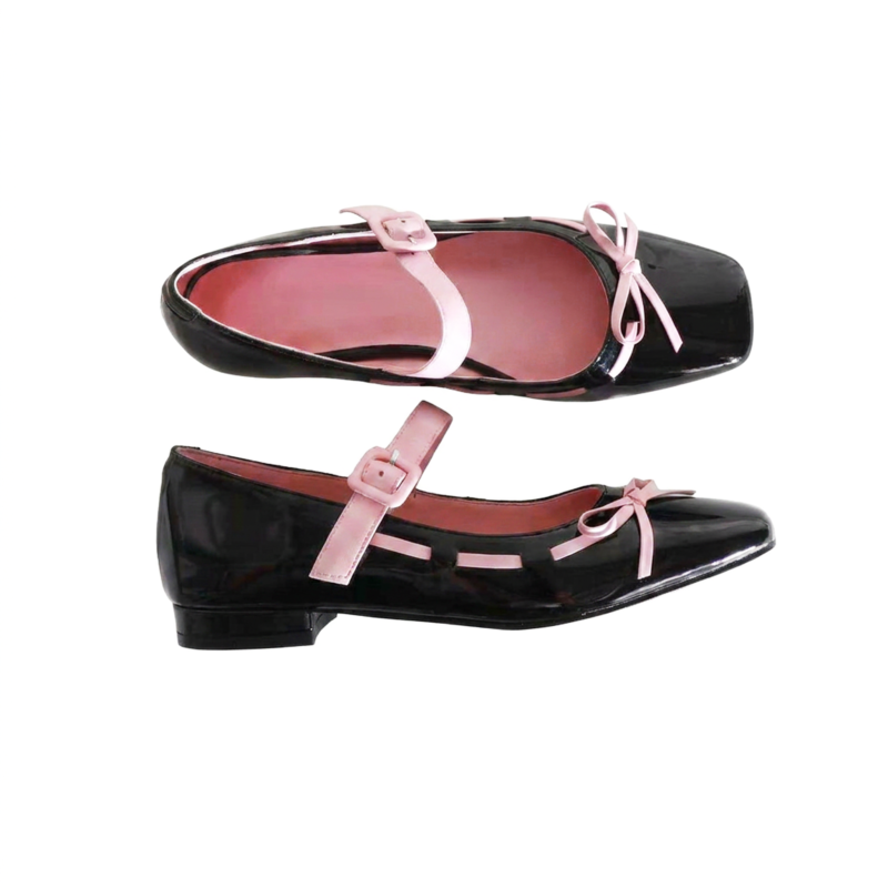 Contrast Mary Jane flats  #S027